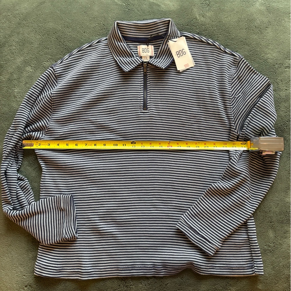 UO Blue Striped Quarter-Zip Polo